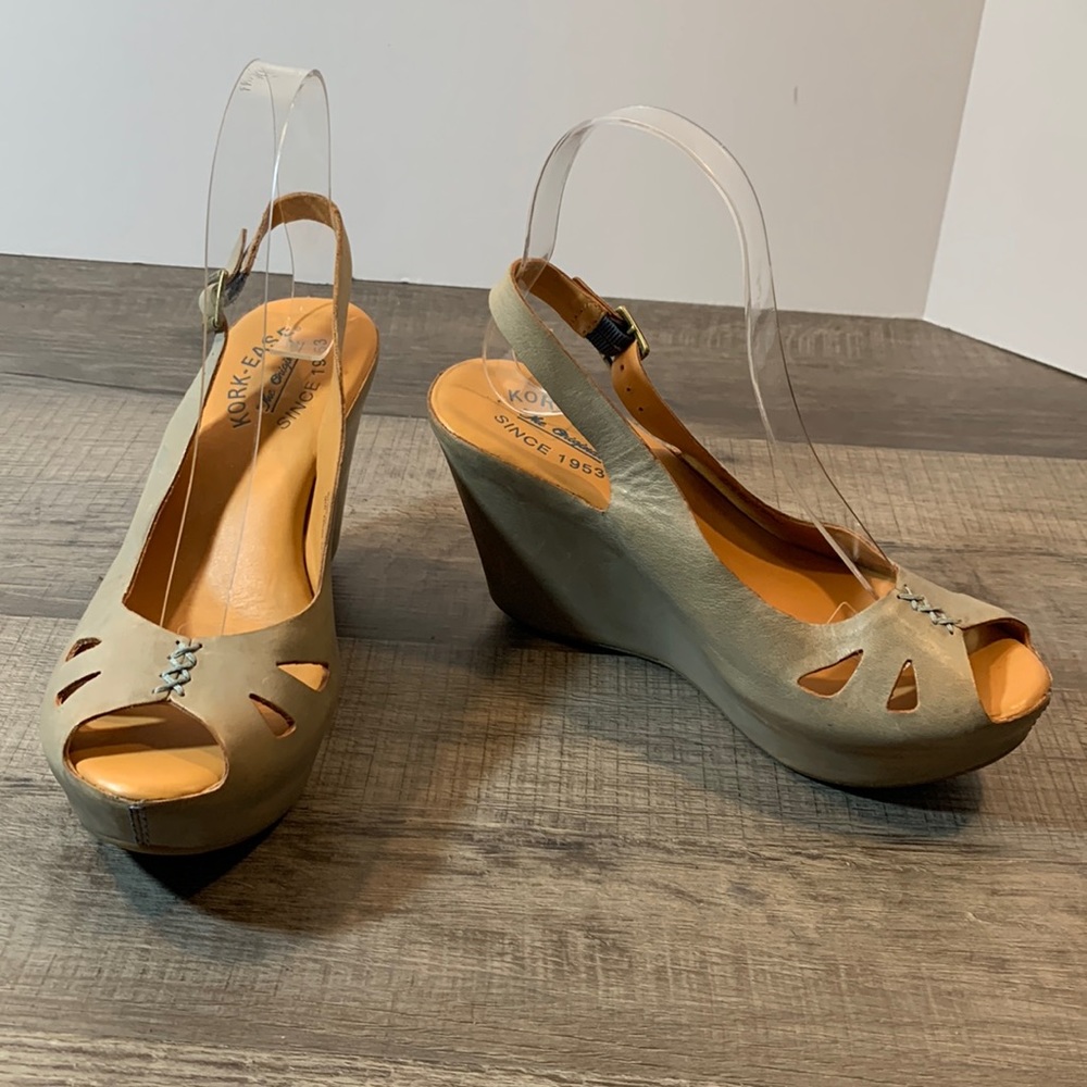 Kork-Ease leather wedge sandals size 6